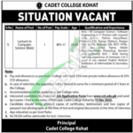 Cadet College Kohat Jobs 2025 Latest Career Opportunities Cadet College Kohat Jobs