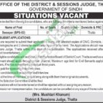 District and Session Court Thatta Jobs 2025 Latest Advertisement Session Court Thatta Jobs