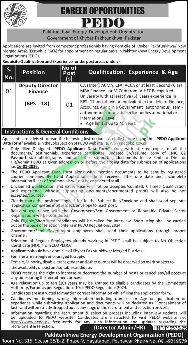 www.pedokp.gov.pk Online Apply 2026 Last Date www.pedokp.gov.pk
