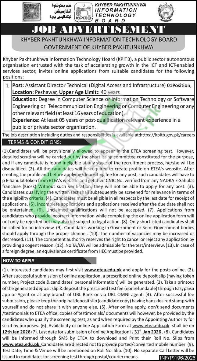KPK IT Board Jobs 2026 Apply Online www.kpitb.gov.pk Latest Advertisement KPITB Jobs