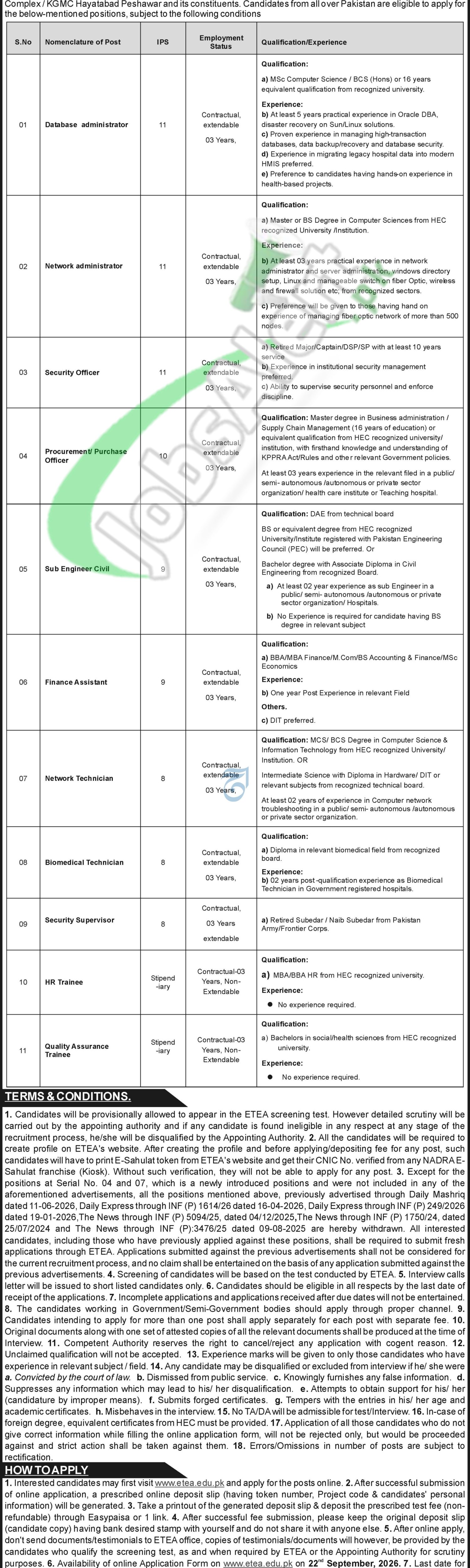 Hayatabad Medical Complex Jobs 2026 Advertisement | www.hmckp.gov.pk Hayatabad Medical Complex Jobs