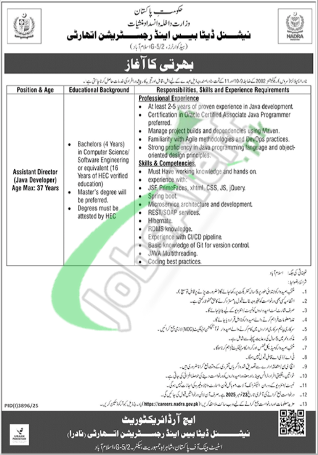 NADRA Islamabad Jobs