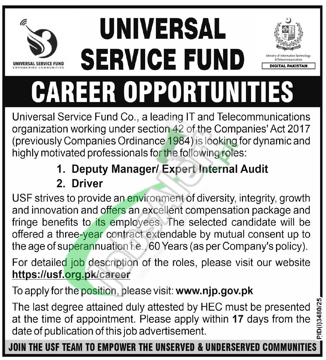 Universal Service Fund Jobs