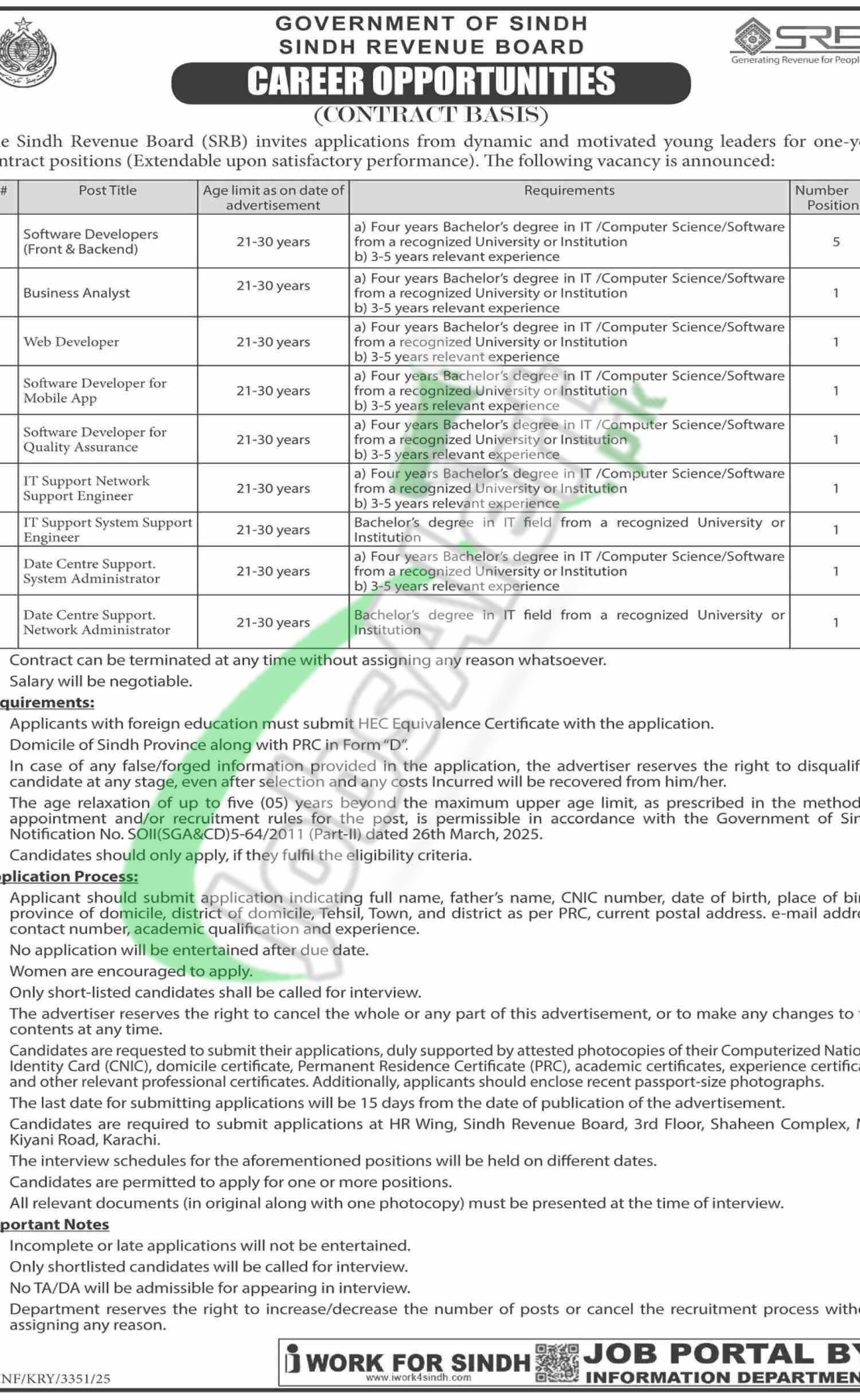 Sindh Revenue Board Jobs 2025 Application Form Download Sindh Revenue Board Jobs