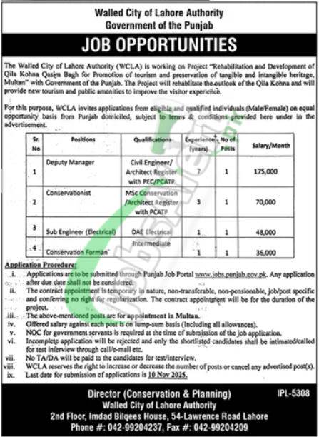 Application Form Walled City Lahore Jobs 2025 Latest Advertisement Walled City Lahore Jobs