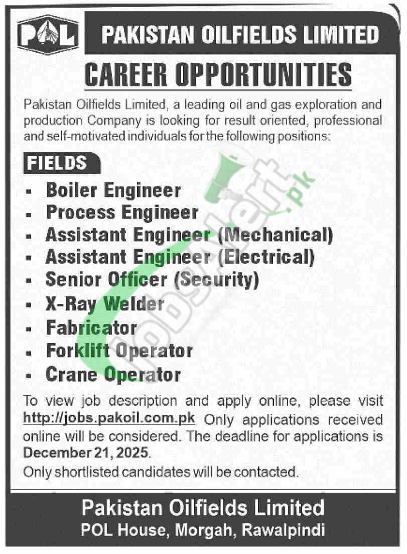 POL Jobs 2025 Apply Online jobs.pakoil.com.pk Pakistan Oilfields Limited POL Jobs