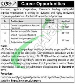 Apply in National Logistic Corporation Jobs 2025 Latest Advertisement www.nlc.com.pk
