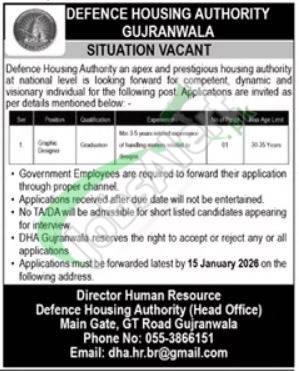 DHA Gujranwala Jobs 2026 Latest Advertisement | Defence Housing Authority DHA Gujranwala Jobs