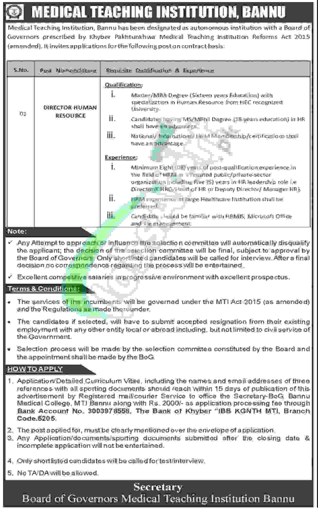 Medical Teaching Institution Bannu Jobs 2025 Advertisement Latest Medical Teaching Institution Bannu Jobs