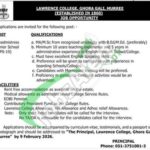 Apply in Ghora Gali Lawrence College Murree Jobs 2026 Latest Advertisement Ghora Gali Lawrence College Murree Jobs
