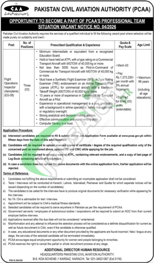 Online Apply Civil Aviation Authority Jobs 2026 Latest Advertisement Civil Aviation Authority CAA Jobs