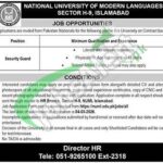 NUML Islamabad Security Guard Jobs Ad