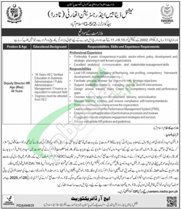 Apply for NADRA Jobs in Islamabad 2025 Latest Vacancies NADRA Islamabad Jobs
