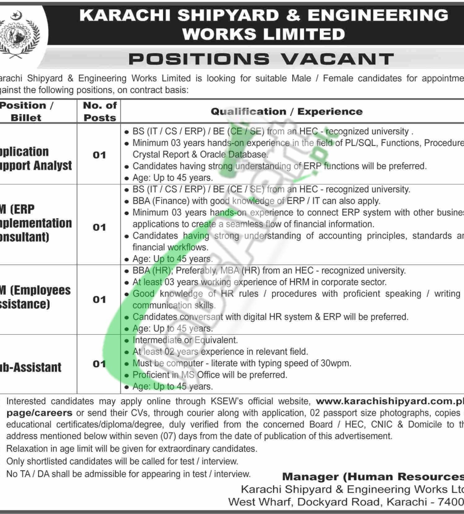 Karachi Shipyard Jobs 2025 KSEW Online Apply Latest Advertisement KSEW Ad