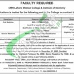 Apply in CMH Lahore Medical College & Institute of Dentistry Jobs 2025 CMH Lahore Medical College & Institute of Dentistry Jobs