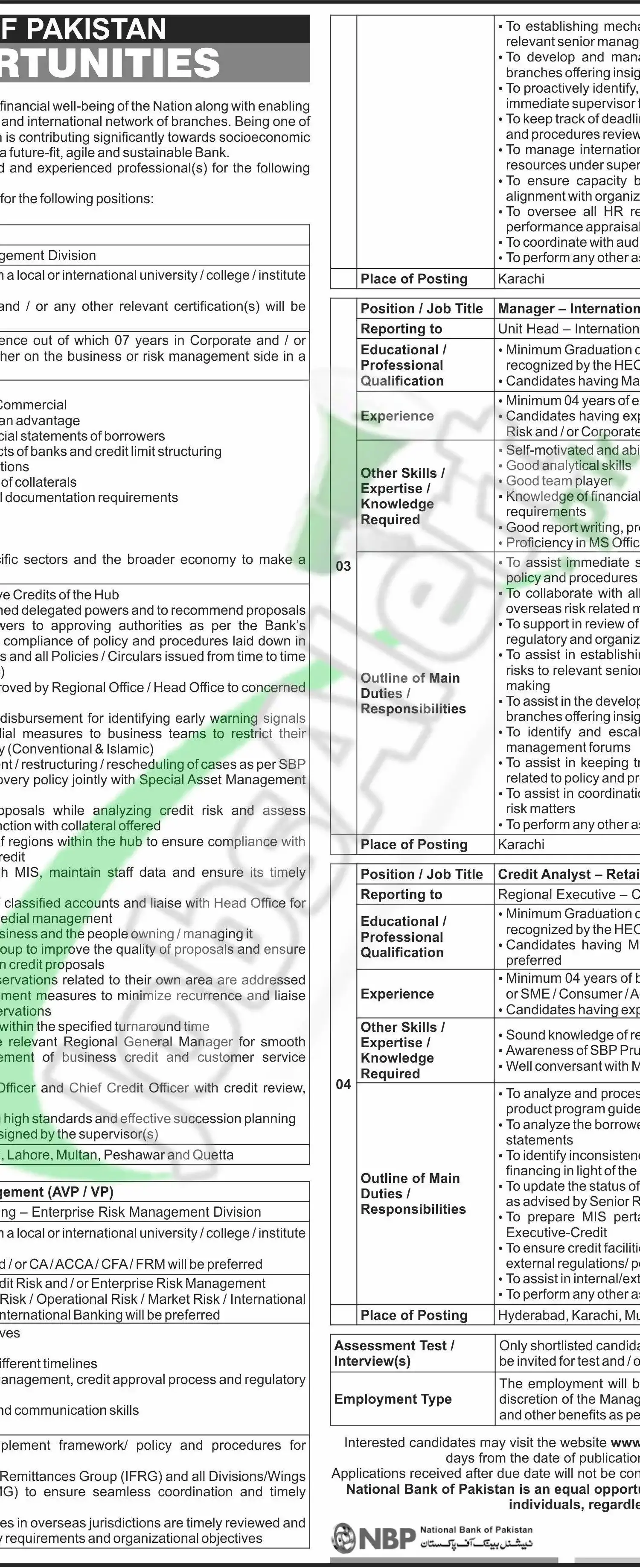 NBP Jobs 2025 – Apply Online for AVP, OG-II, OG-I & SVP Positions NBP Jobs Ad