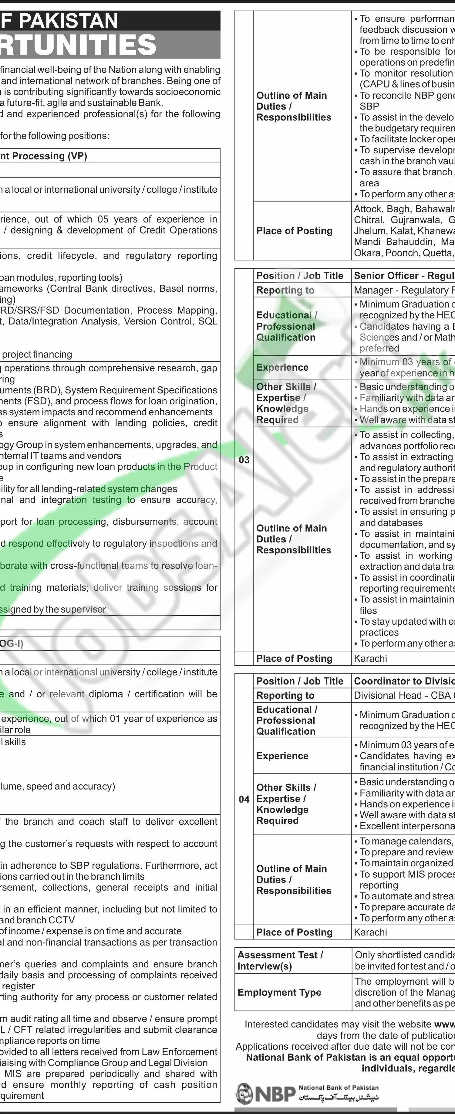 Apply in NBP Jobs 2025 Latest Advertisement NBP Jobs Ad