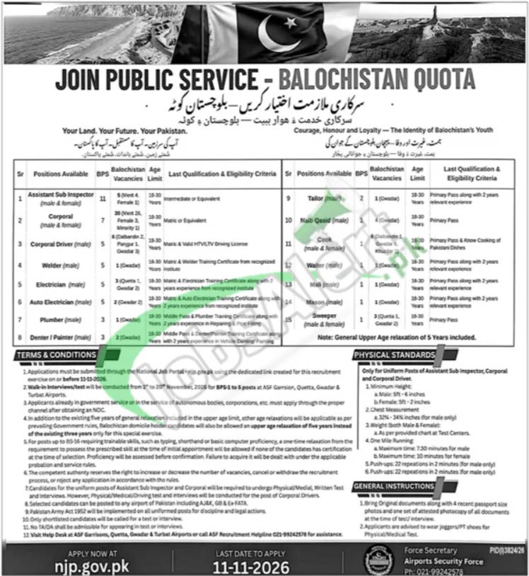 ASF ASI/Corporal Jobs 2026 Online Apply Last Date | joinasf.gov.pk ASF Corporal Jobs