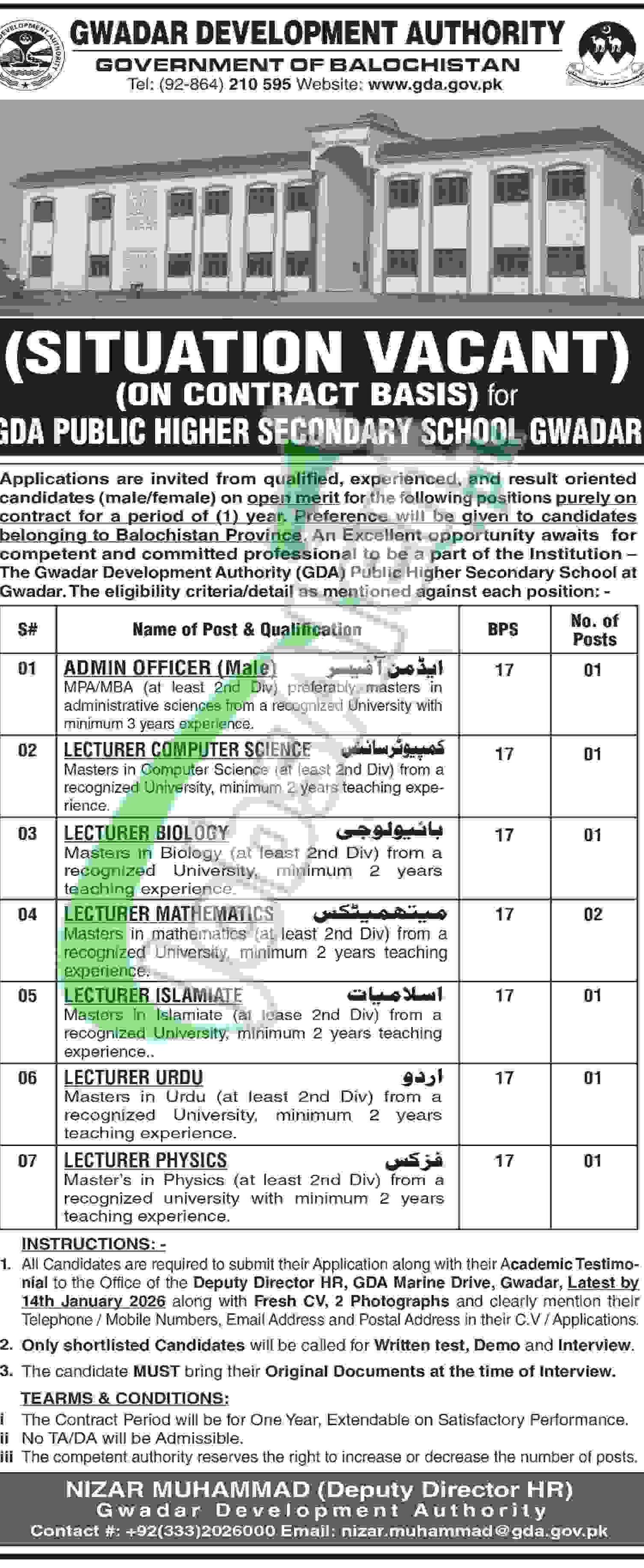 Gwadar Development Authority Jobs 2026 GDA Career Opportunities Gwadar Development Authority Jobs