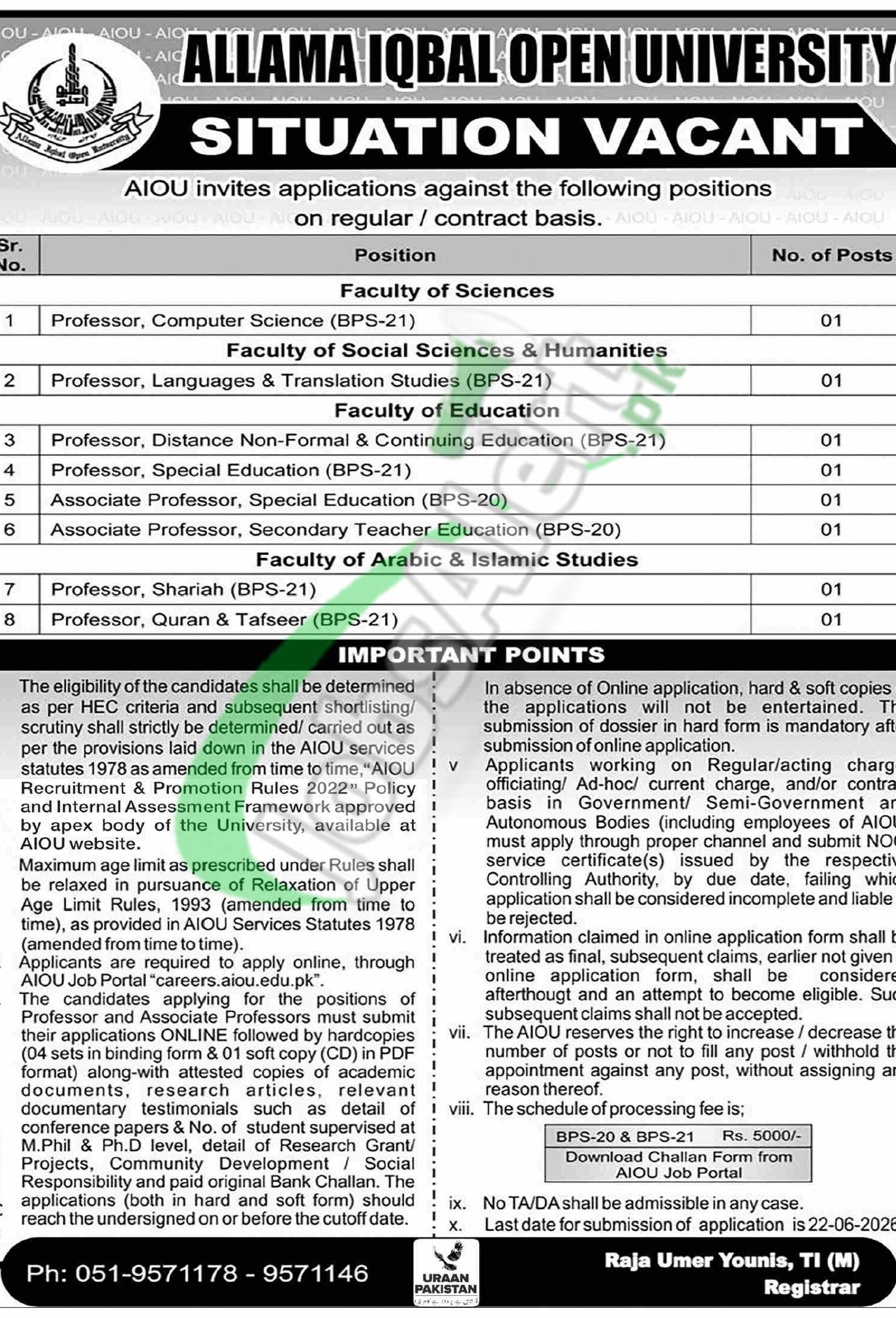 AIOU Jobs 2026 Application Form Online | www.aiou.edu.pk AIOU Jobs
