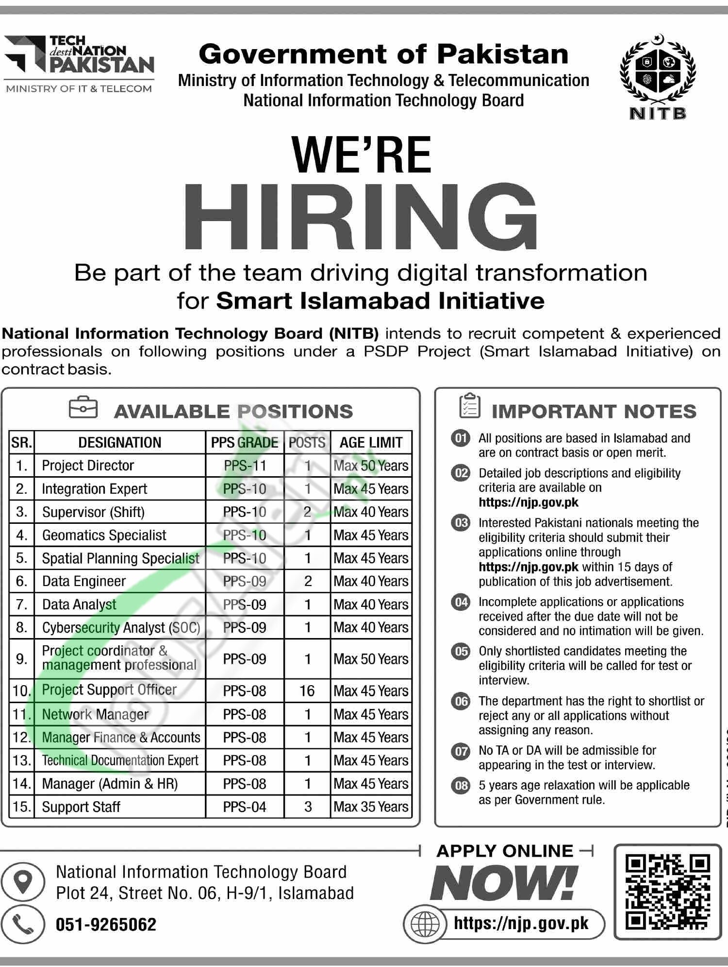 NITB Jobs 2026 Ministry of Information Technology and Telecommunication Latest NITB Jobs