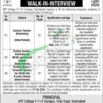 OPF College Islamabad Jobs 2026 Overseas Pakistani Foundation OPF College Islamabad Jobs