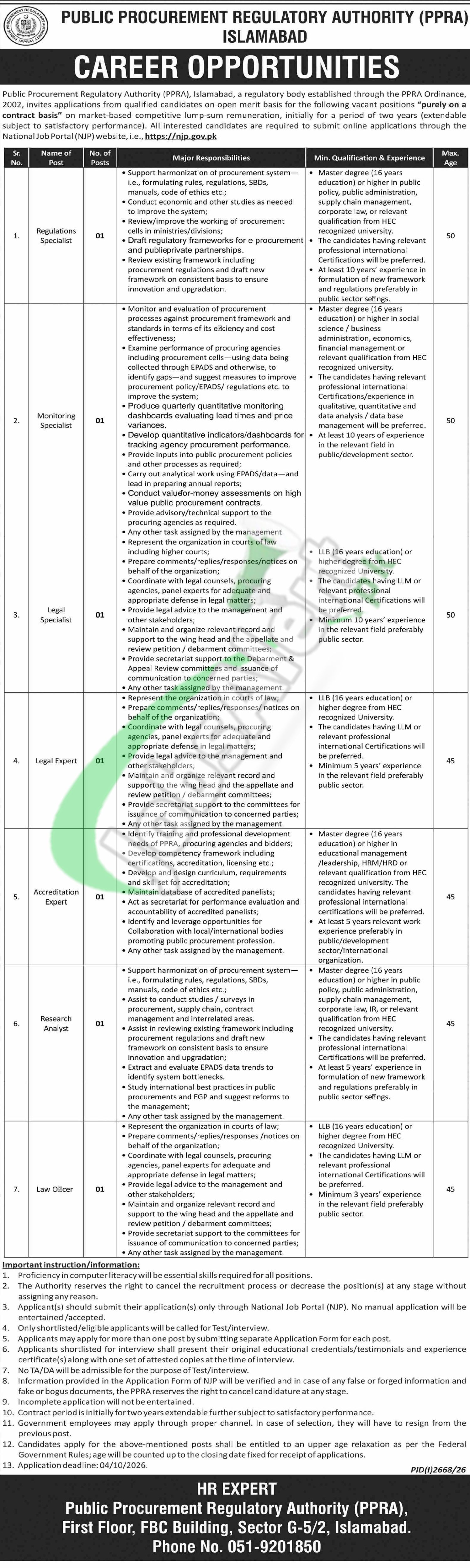 Online Apply PPRA Jobs 2026 Application Form Latest Offers PPRA Jobs