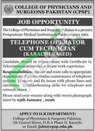 Apply Online CPSP Jobs 2026 College of Physicians and Surgeons Pakistan Careers CPSP Jobs