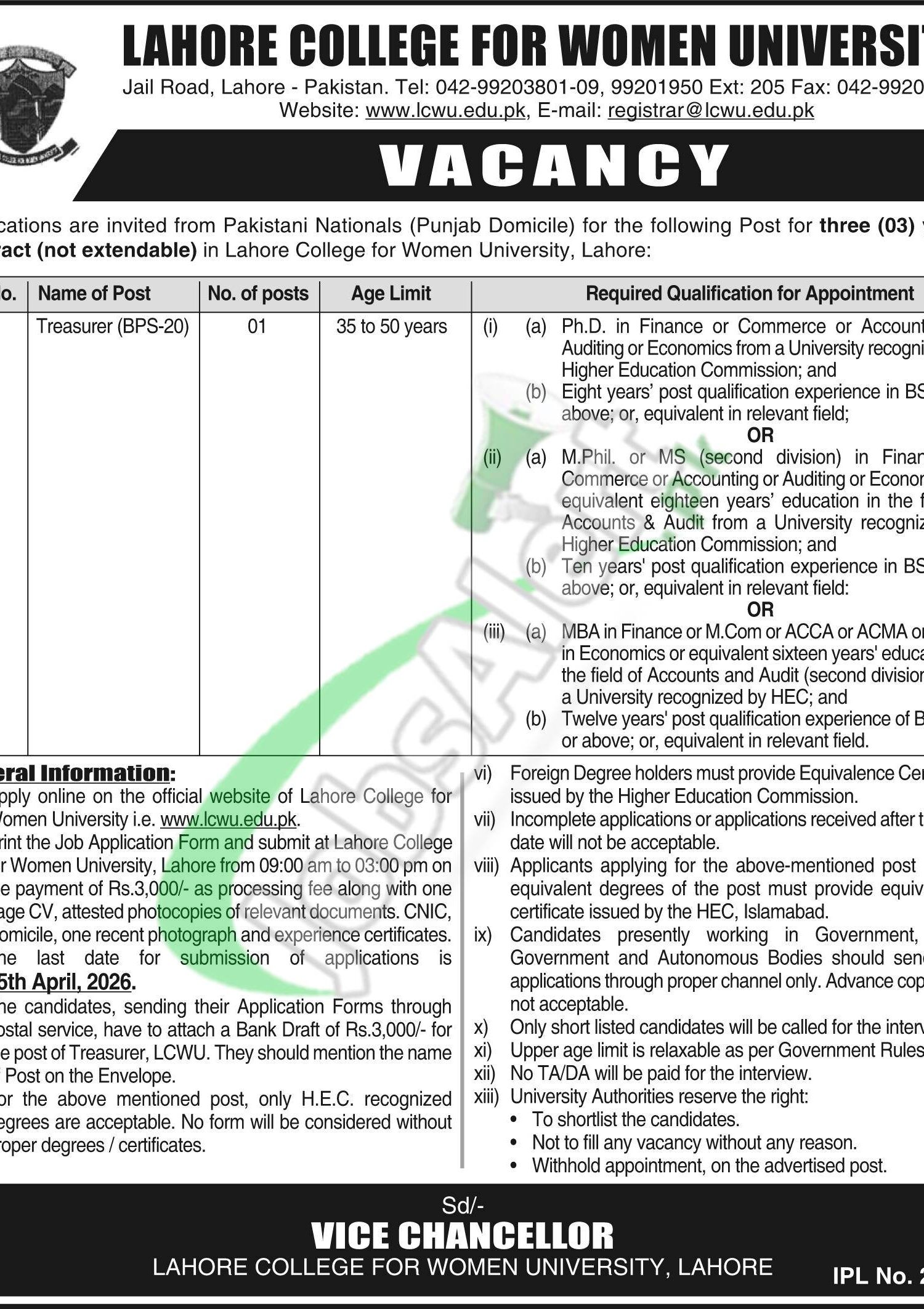 LCWU Jobs 2026 Latest Career Opportunities Advertisement LCWU Jobs Ad