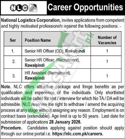 Latest Advertisement NLC Jobs 2026 Online Apply www nlc com pk NLC Jobs