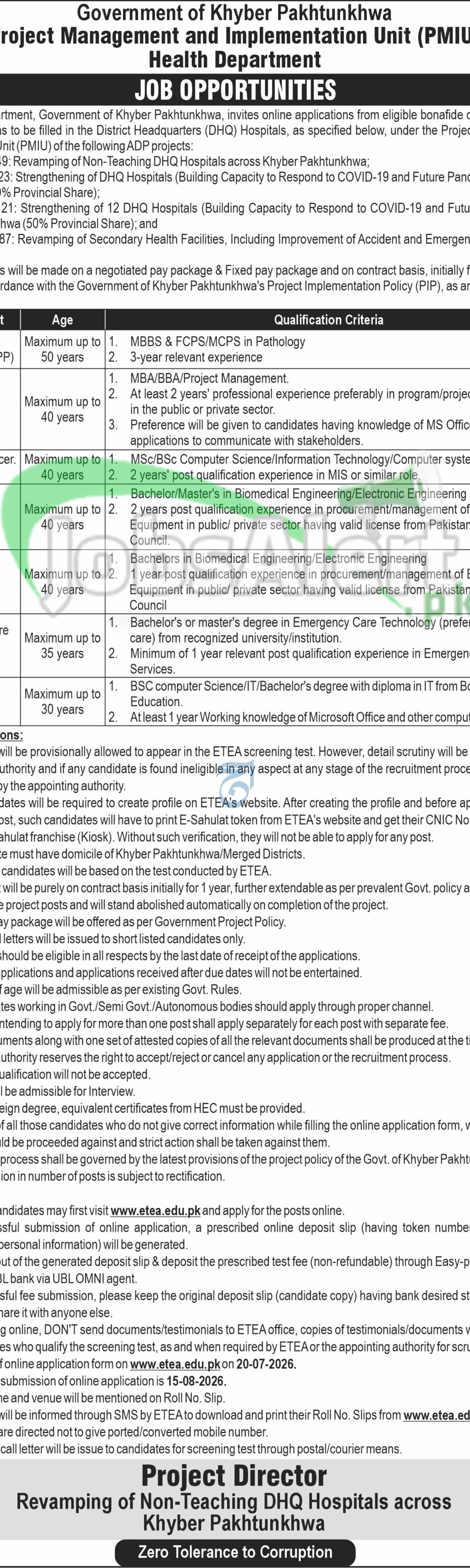Directorate of Health Services KPK Jobs 2026 Latest Advertisement Directorate of Health Services Jobs
