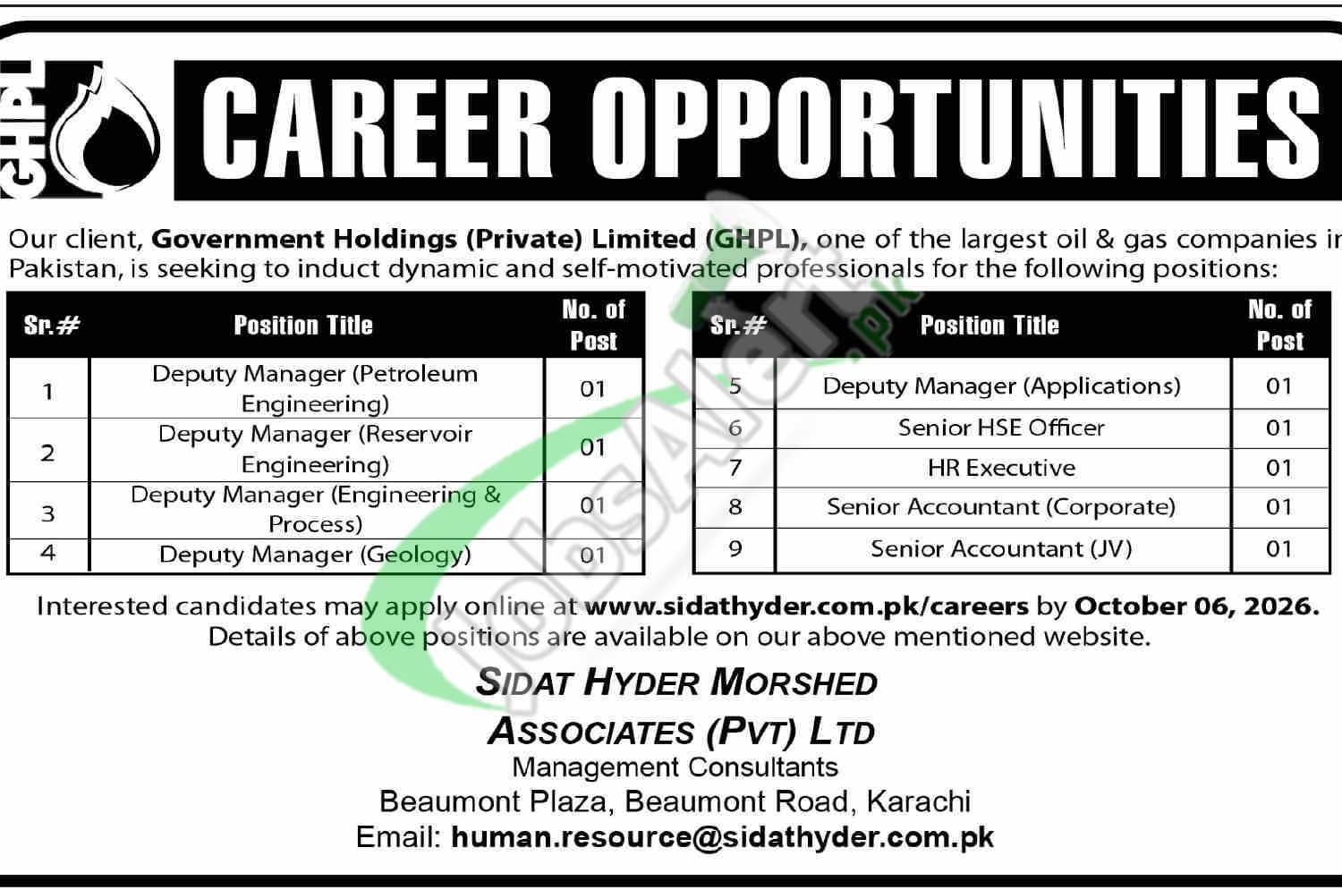 GHPL Pakistan Jobs 2026 Govt Holdings Private Limited Latest Advertisement GHPL Pakistan Jobs