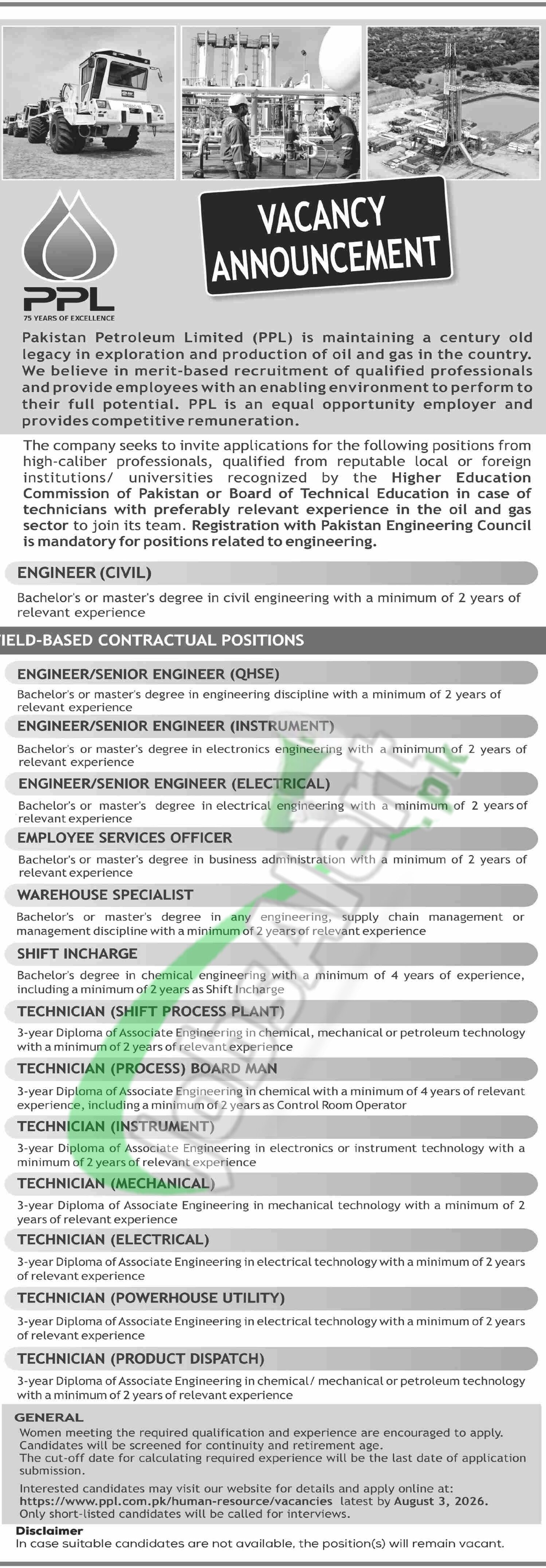 PPL Jobs 2026 Apply Online Pakistan Petroleum Limited Latest PPL Jobs Advertisement