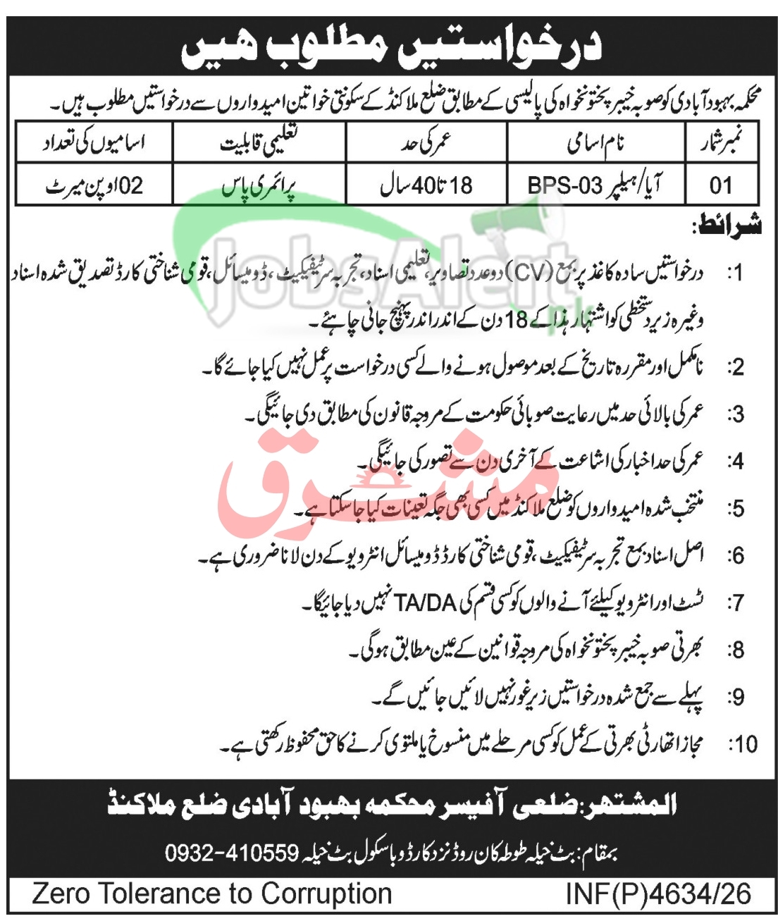 Population Welfare Department Malakand Jobs 2026 Latest Advertisement Population Welfare Department KPK Malakand Jobs