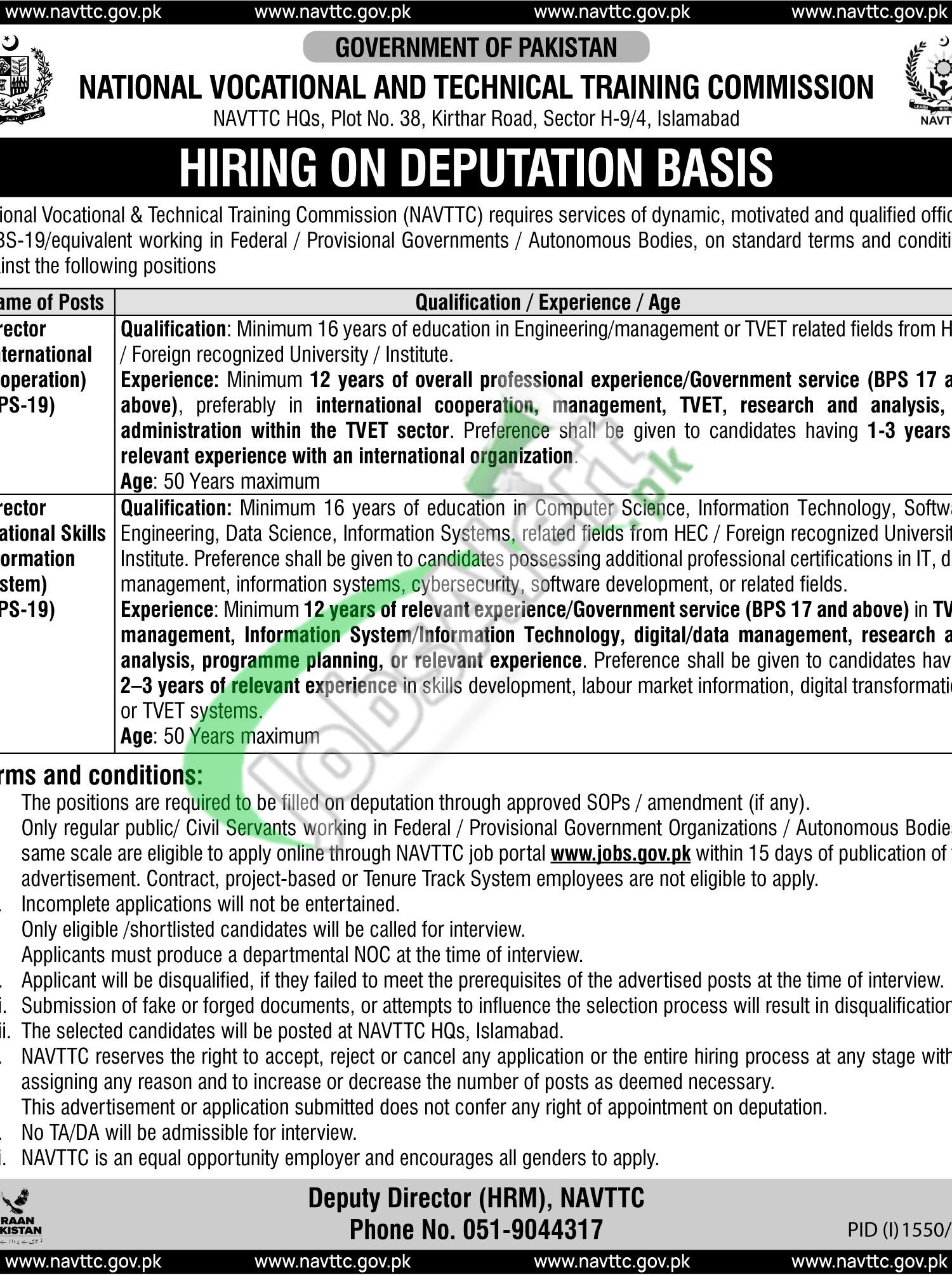 Director Jobs in NAVTTC Online Apply 2026 www.navttc.gov.pk NAVTTC Jobs