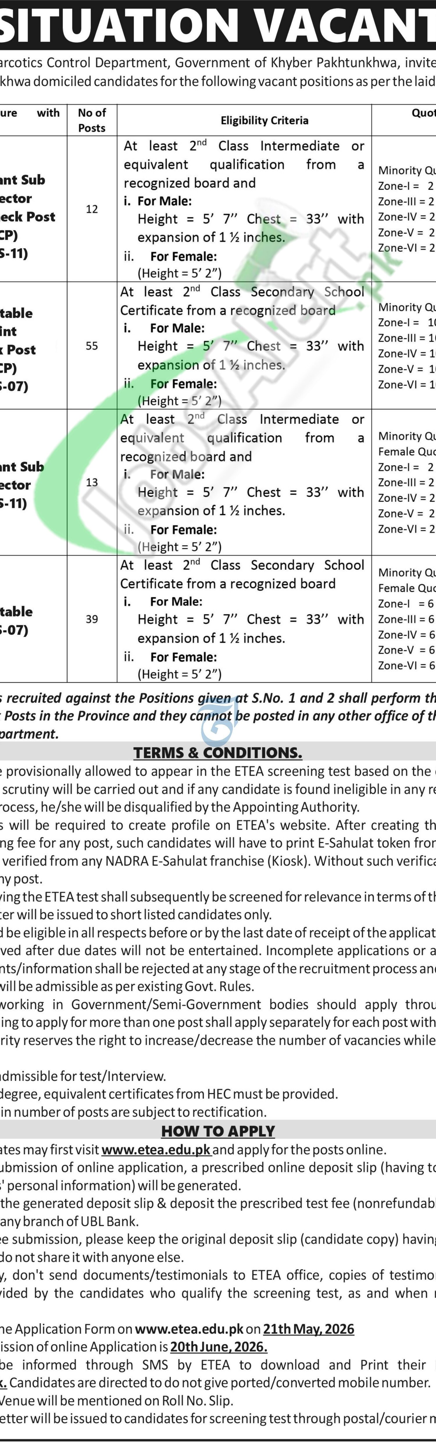 KPK Excise & Taxation Department Jobs 2026 Application Form Download KPK Excise and Taxation Jobs
