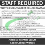 Frontier Scouts Cadet College Warsak Peshawar Jobs 2026 For Lecturer Frontier Scouts Cadet College Warsak Peshawar Jobs