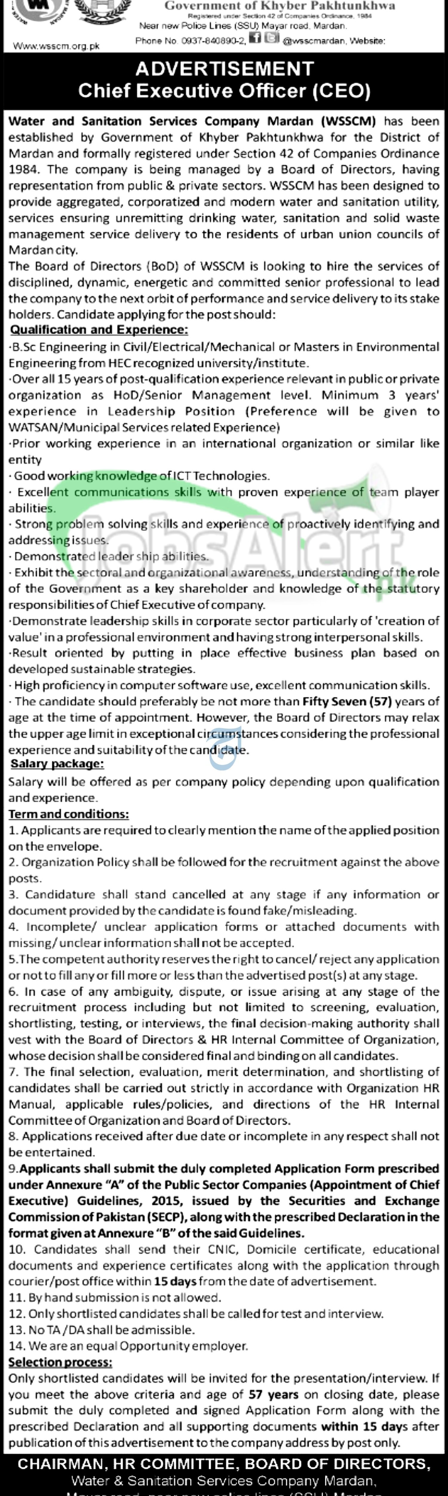 Water & Sanitation Services Company Mardan Jobs 2026 Current Vacancies Water & Sanitation Services Company Mardan Jobs