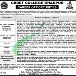 Cadet College Khanpur Jobs