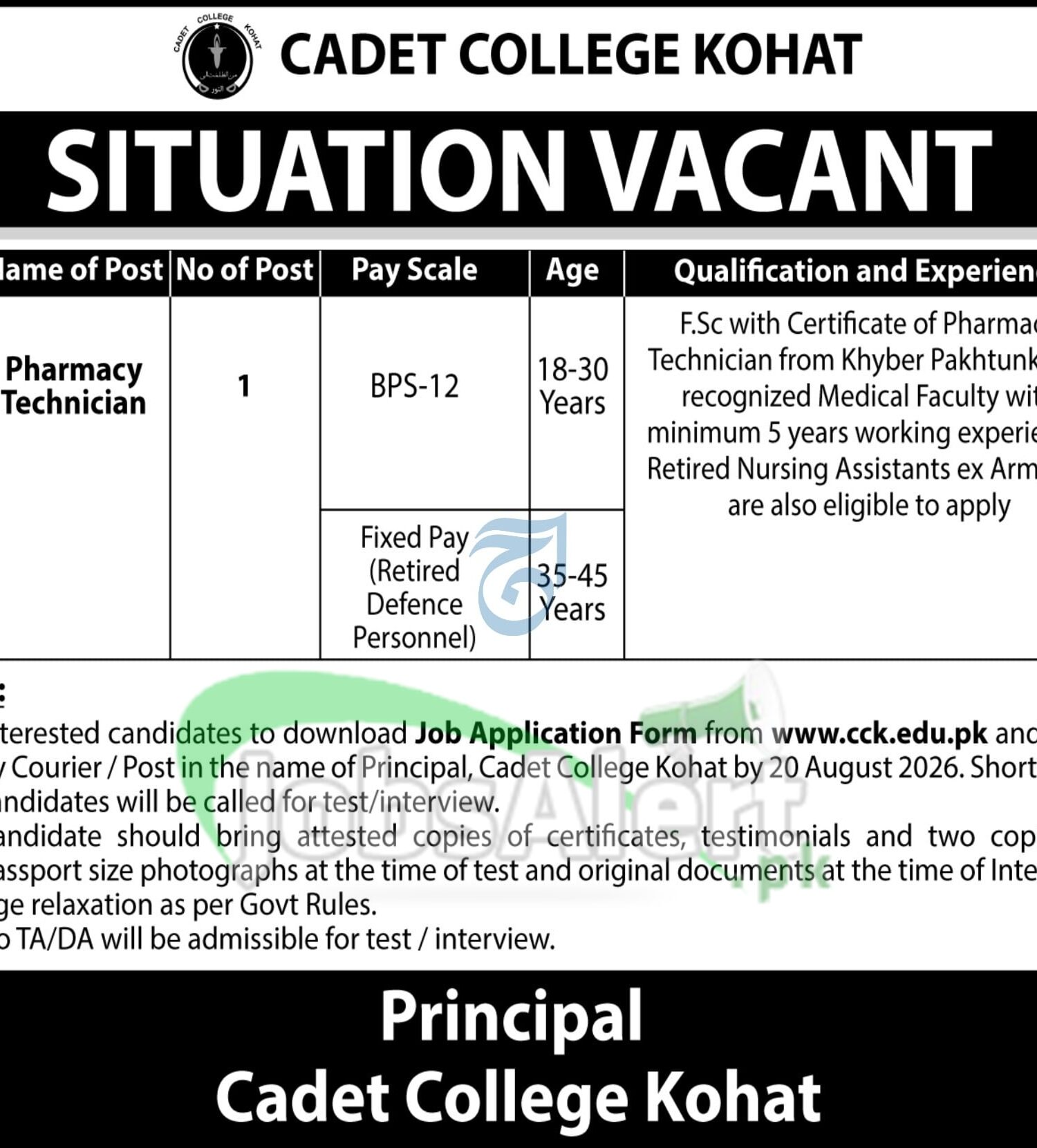 Cadet College Kohat Jobs 2026 Latest Career Opportunities Cadet College Kohat Jobs