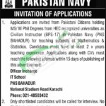 Pak Navy Civilian Instructor Jobs