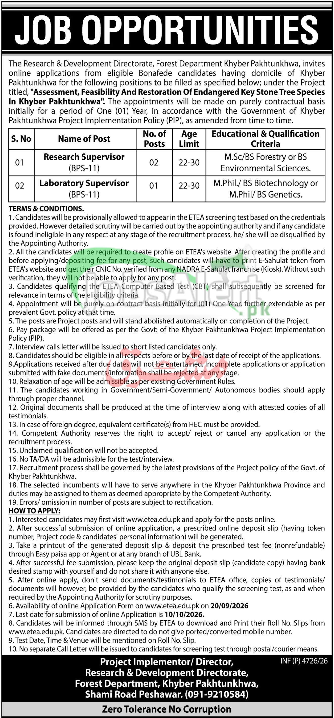Forest Department Peshawar Jobs 2026 Latest Advertisement Forest Department Peshawar Jobs