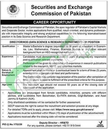 Securities and Exchange Commission of Pakistan SECP Jobs 2026 Latest Advertisement SECP Jobs