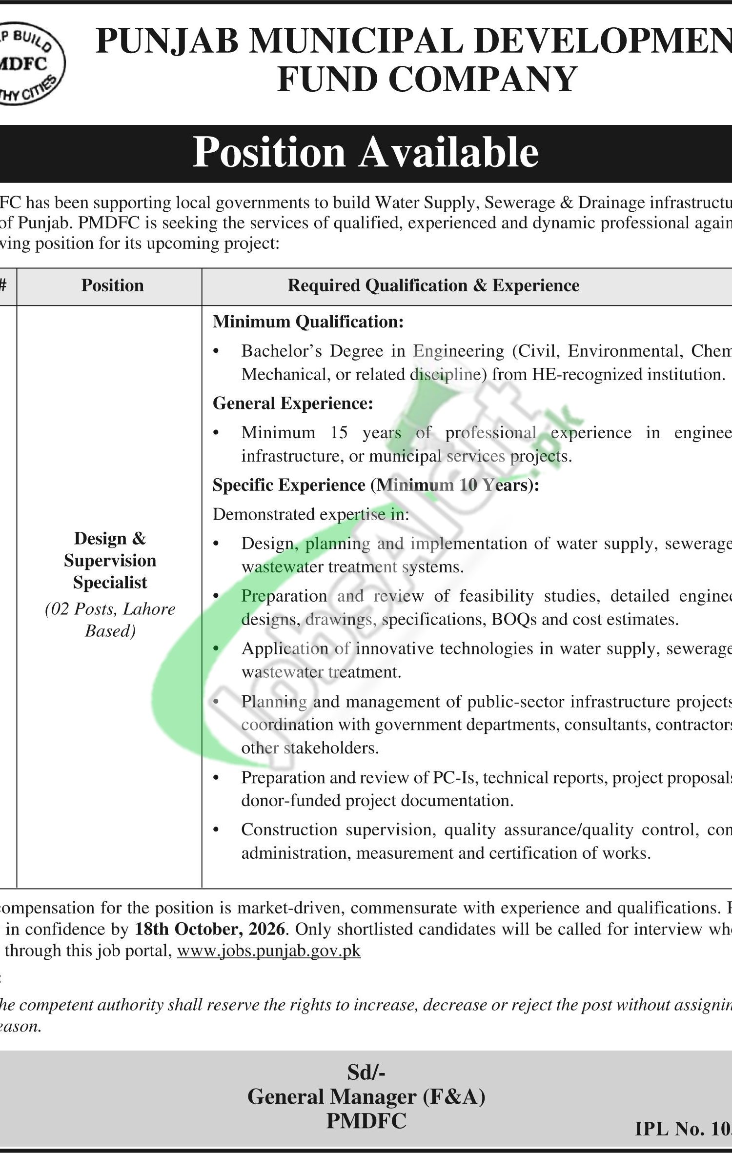 PMDFC Punjab Jobs