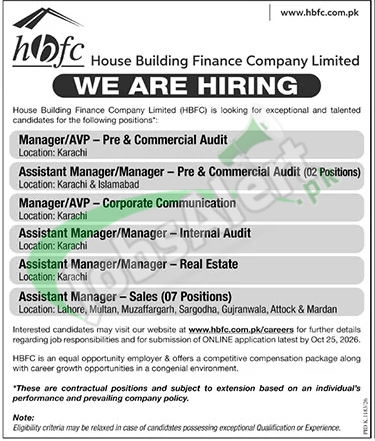 Latest House Building Finance Company Limited Management Jobs 2026 Apply Now House Building Finance Company Limited Jobs