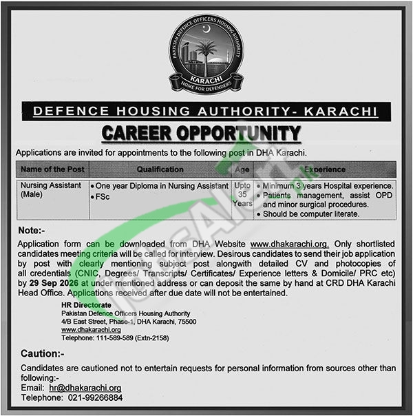 Defence Housing Authority Karachi Jobs 2026 Latest Advertisement DHA Karachi Jobs
