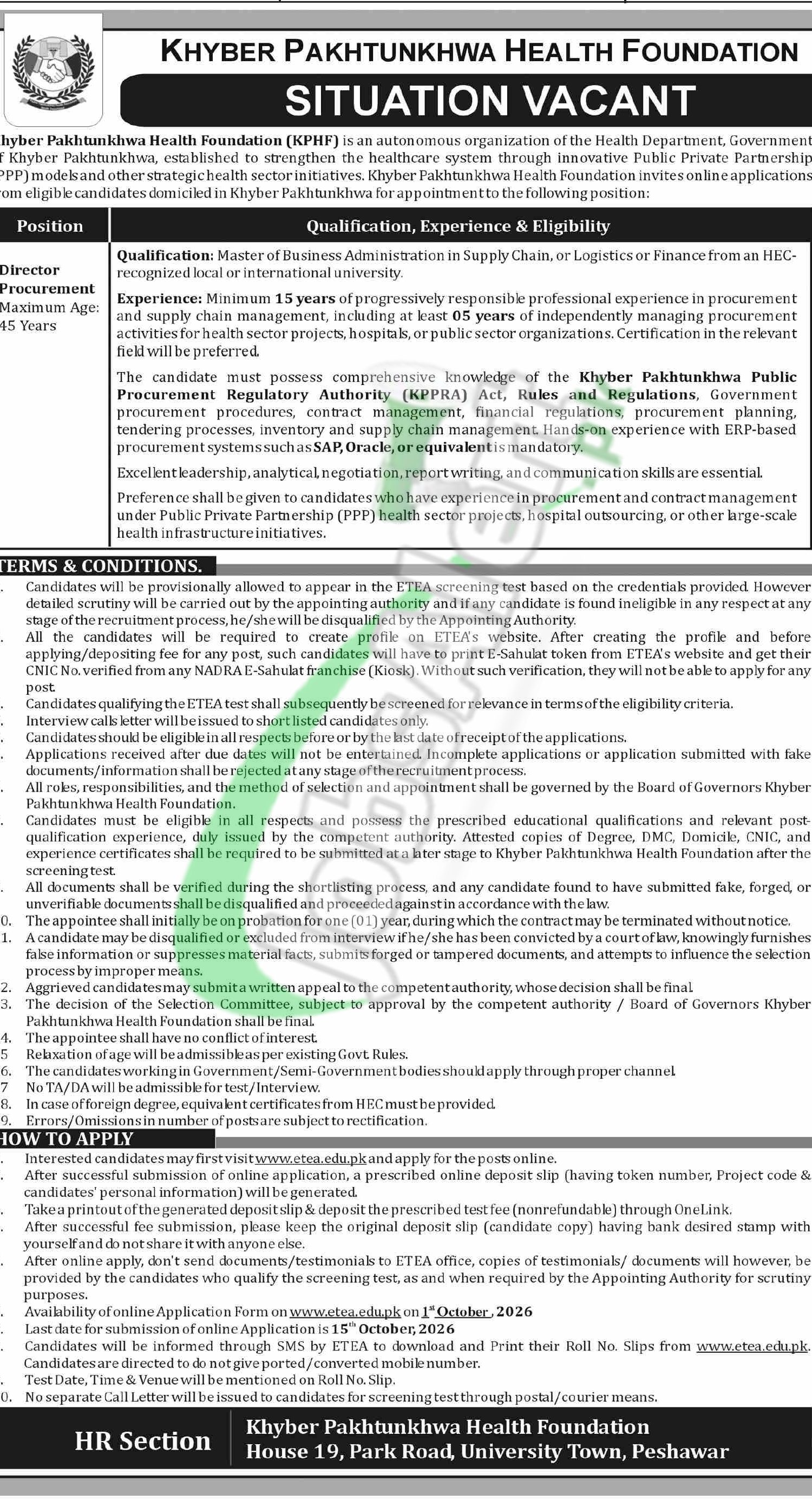 ETEA Director Procurement Jobs