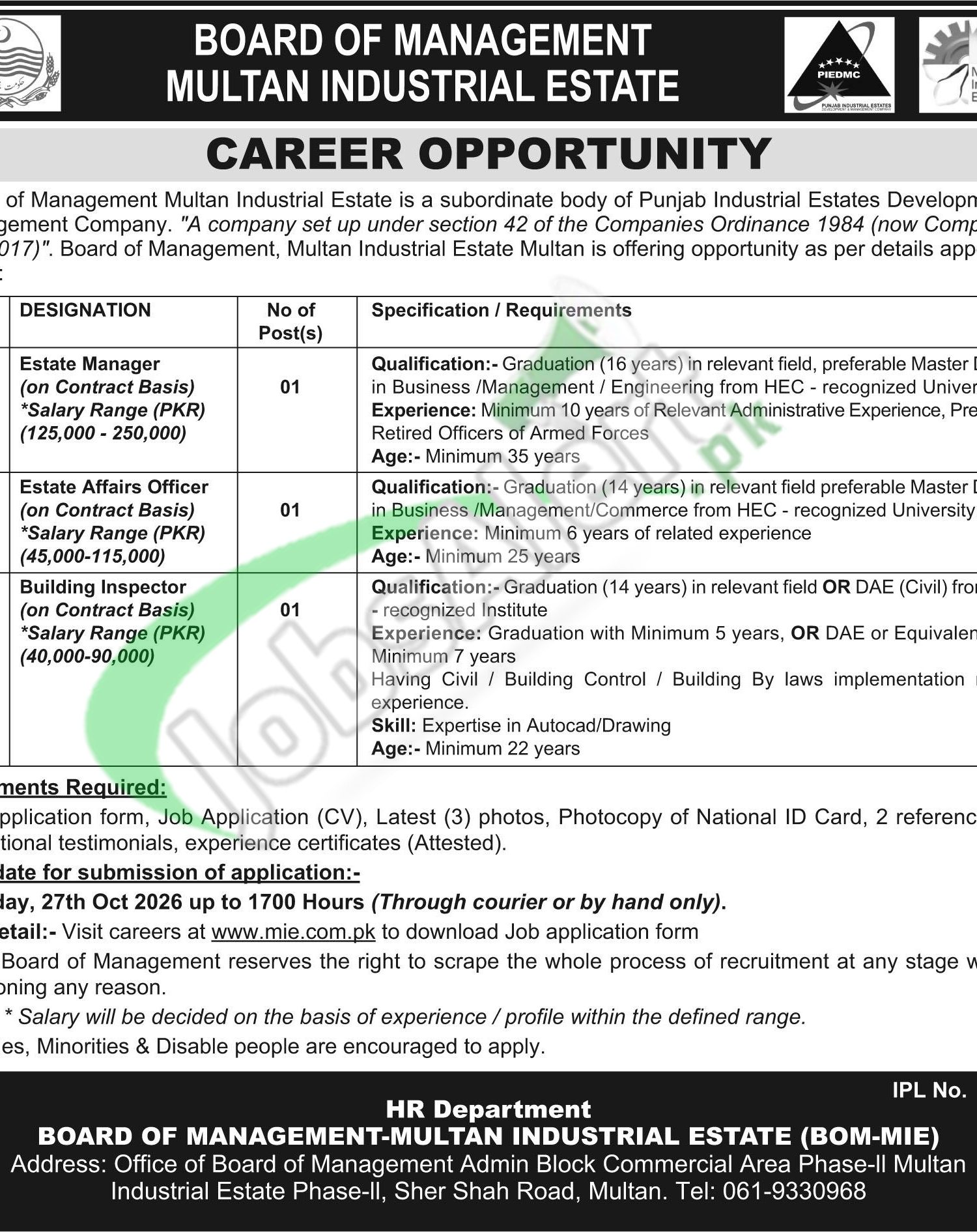 Industrial Estate Multan Jobs