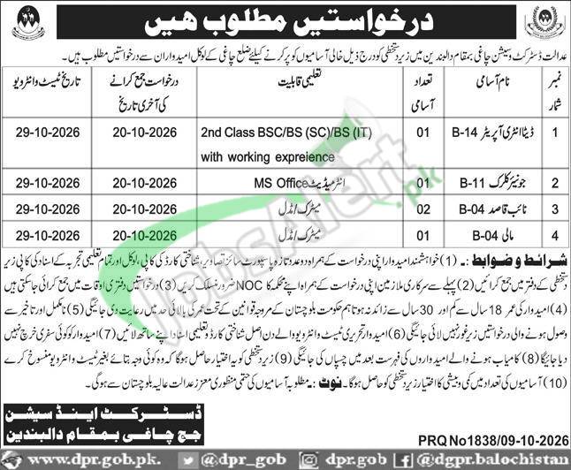 Session Court Chaghi Jobs