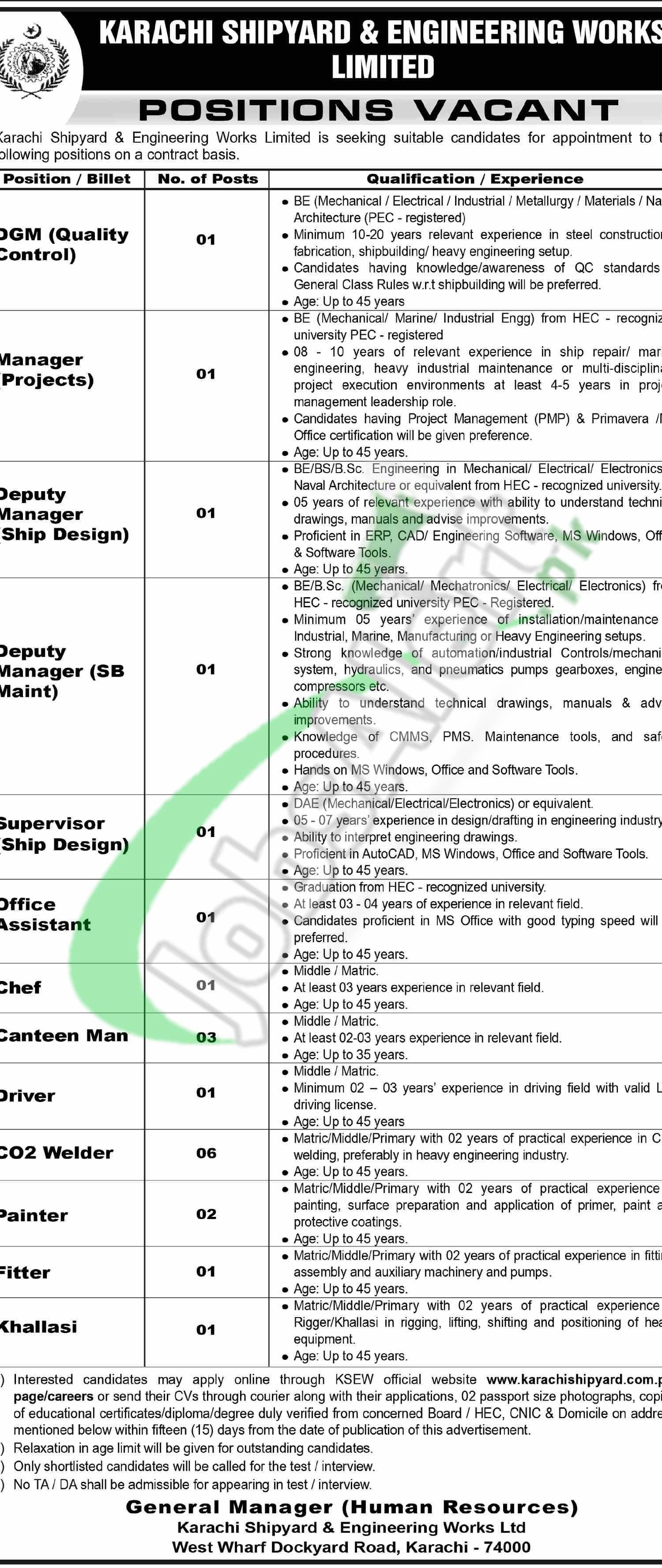 karachi shipyard Jobs